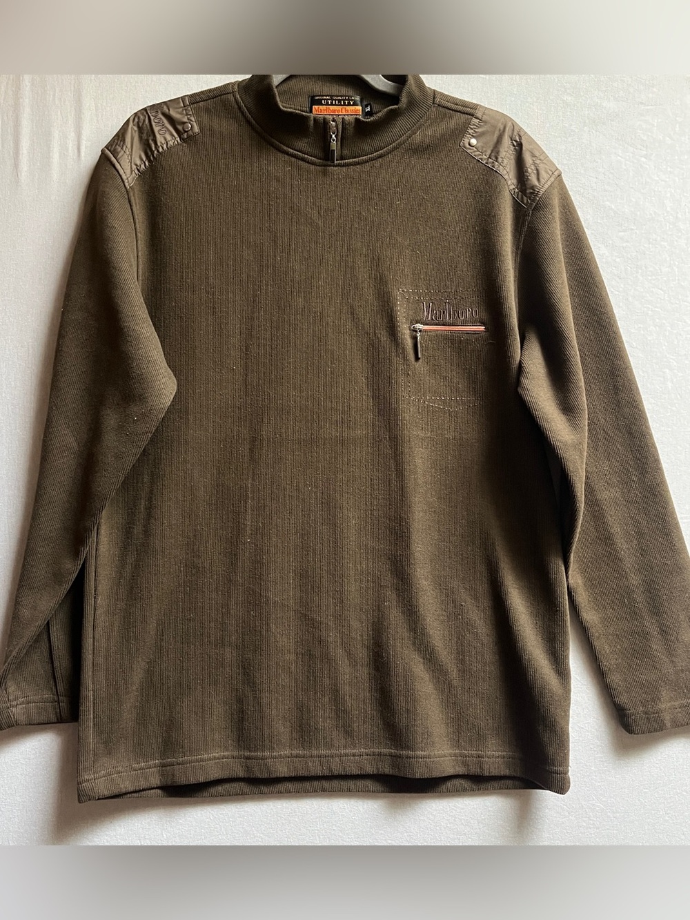 Vintage Marlboro Weathered Brown Utility Half-Zip Pullover Size M